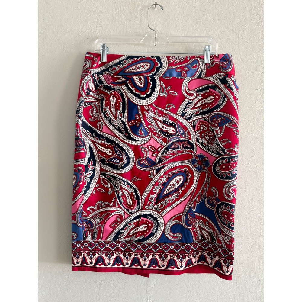 Charter Club Red Paisley boho‎ whimsigoth fairy dainty y2k  Career Pencil Skirt